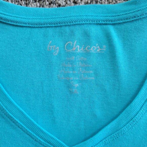 Women's Chico's Dark mint Green T-shirt size 1, Pre-owned in nice Condition - Picture 4 of 10